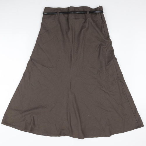 Marks and Spencer Womens Brown Wool A-Line Skirt Size 12 Zip