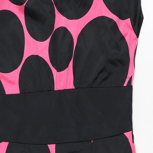 Papaya Womens Black Geometric Polyester Mini Size 12 Boat Neck Zip