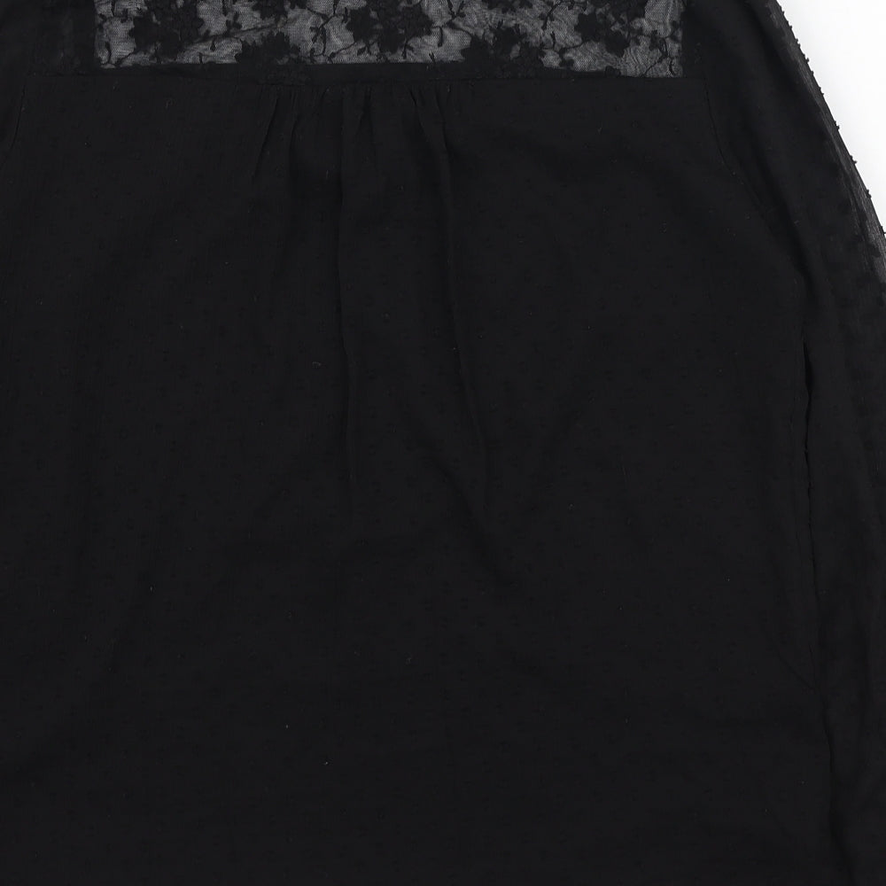 VERO MODA Womens Black Polyester Basic Blouse Size S Round Neck - Lace Detail