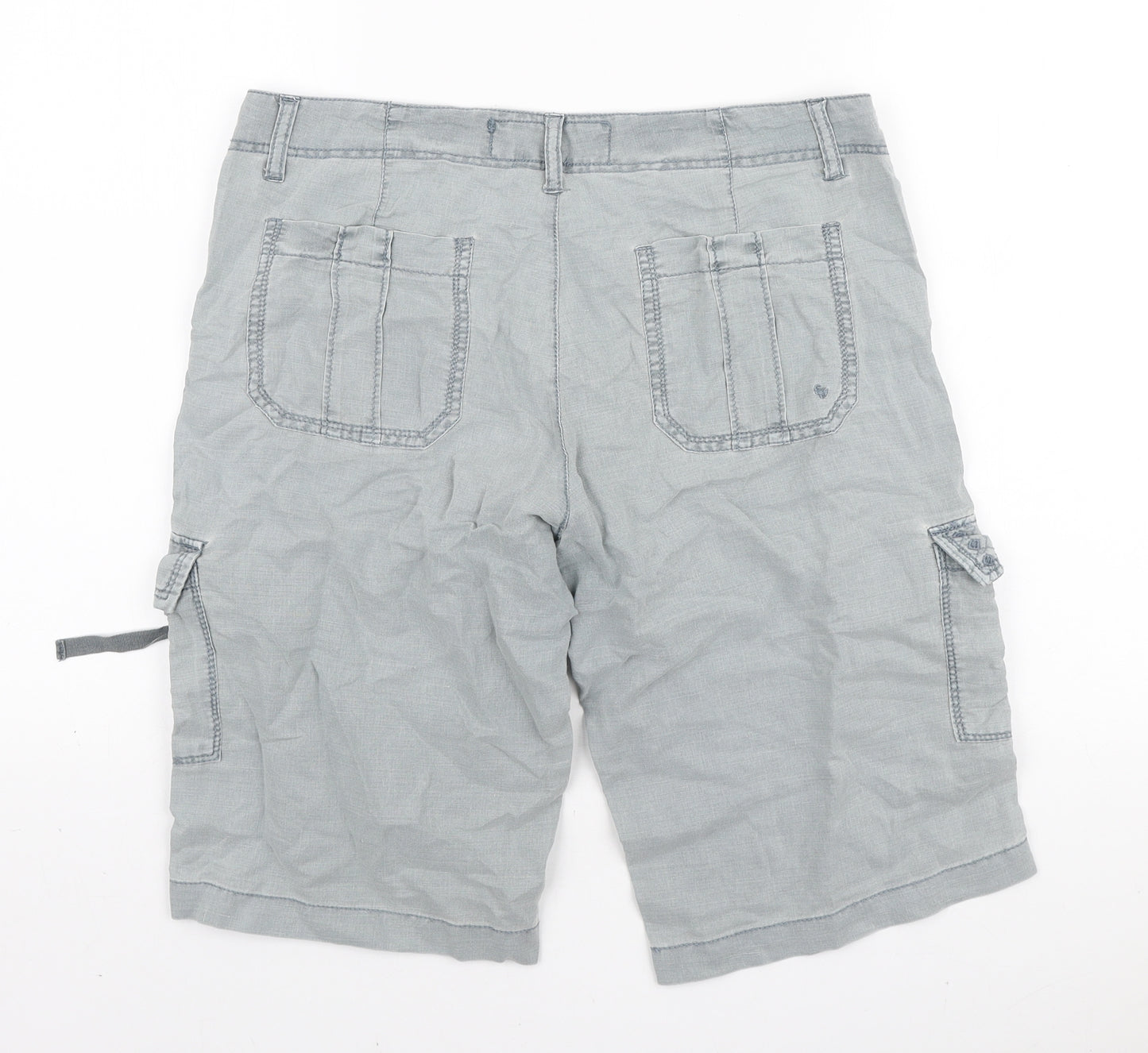 Old Khaki Womens Grey Cotton Cargo Shorts Size 10 L12 in Regular Zip