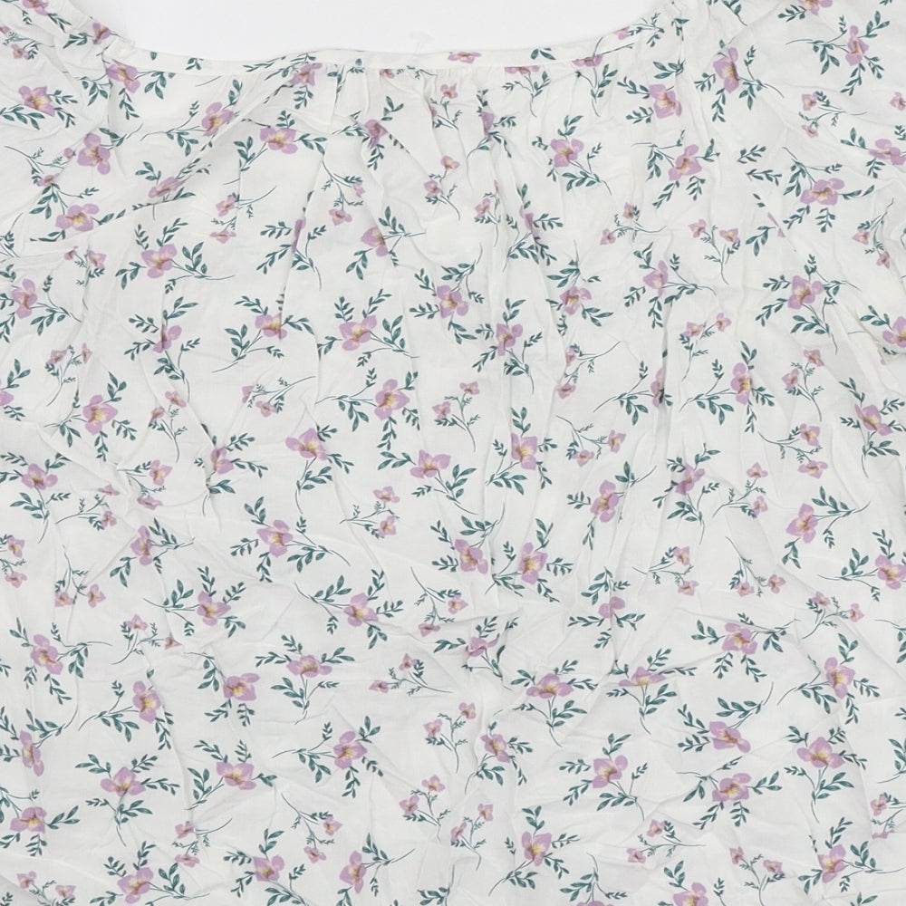 Apricot Womens White Floral Viscose Basic Blouse Size 10 Boat Neck