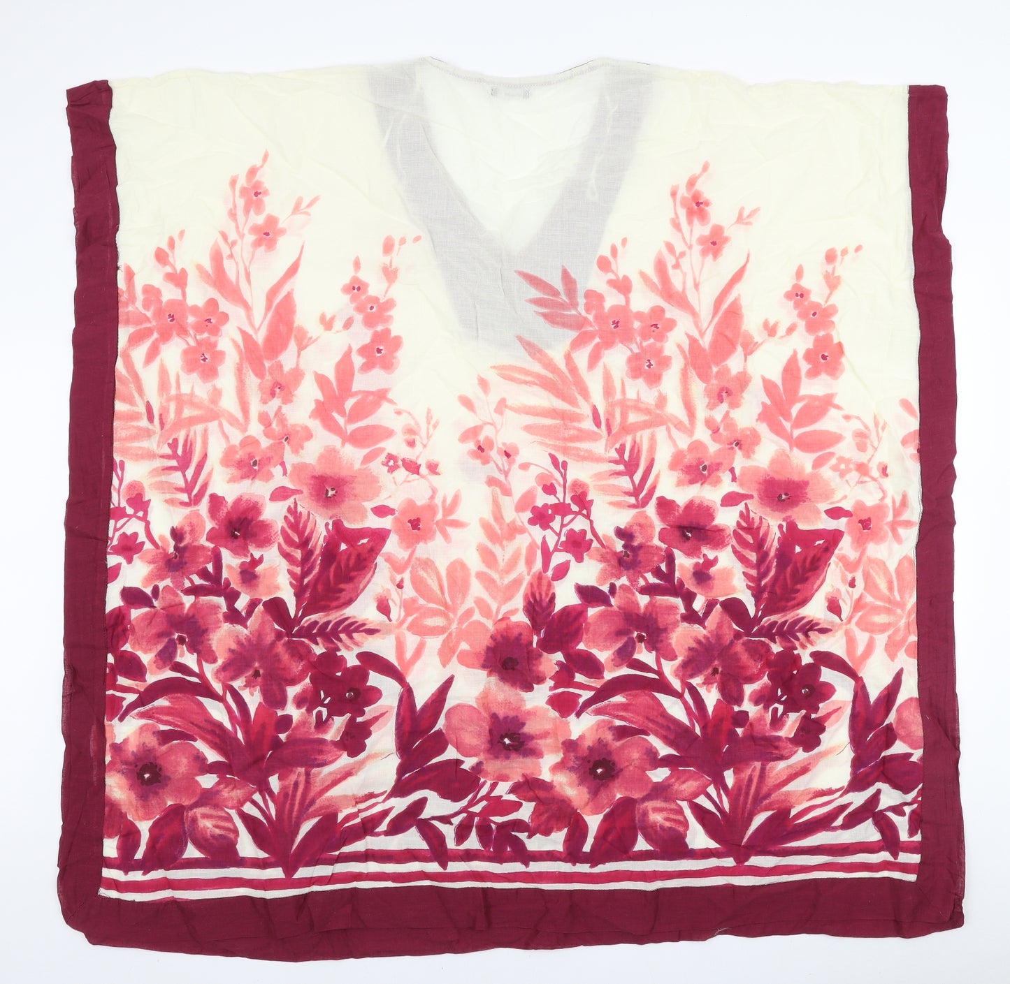 Roman Womens Pink Floral Cotton Kimono T-Shirt Size M V-Neck