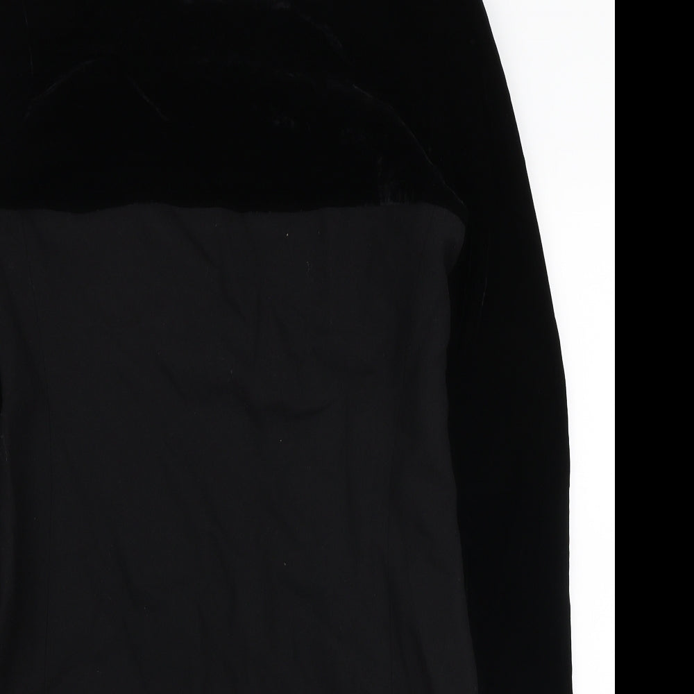 Lida Baday Womens Black Wool Pencil Dress Size 10 Round Neck Zip