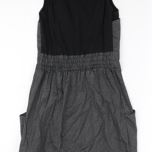 Love Womens Grey Herringbone Cotton Mini Size S Round Neck Zip