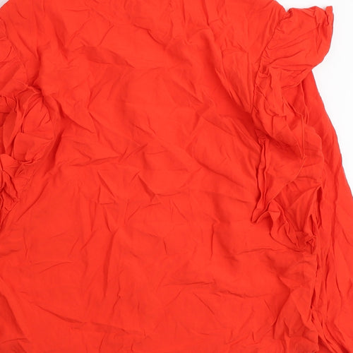 Only Womens Orange Viscose Basic Button-Up Size 10 Collared