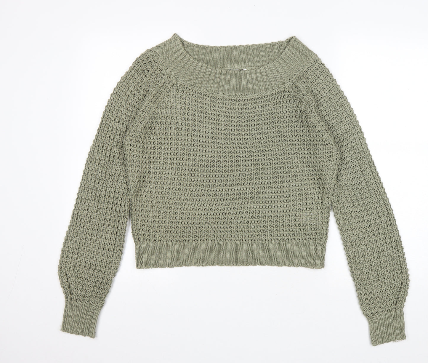 PEP & CO Womens Green Boat Neck Acrylic Pullover Jumper Size 12