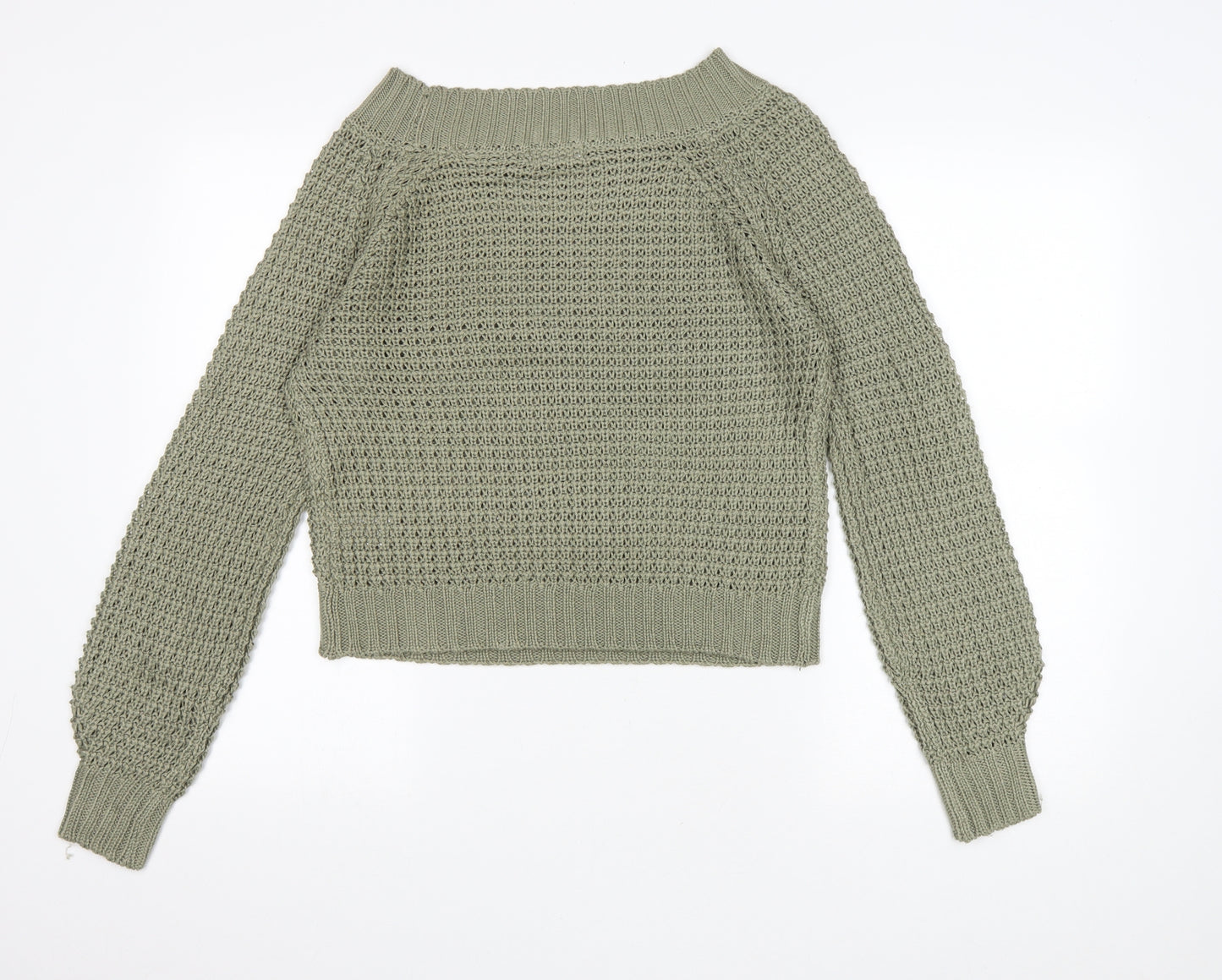 PEP & CO Womens Green Boat Neck Acrylic Pullover Jumper Size 12