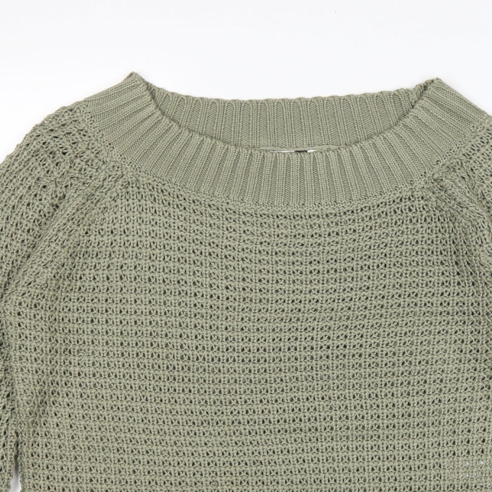 PEP & CO Womens Green Boat Neck Acrylic Pullover Jumper Size 12