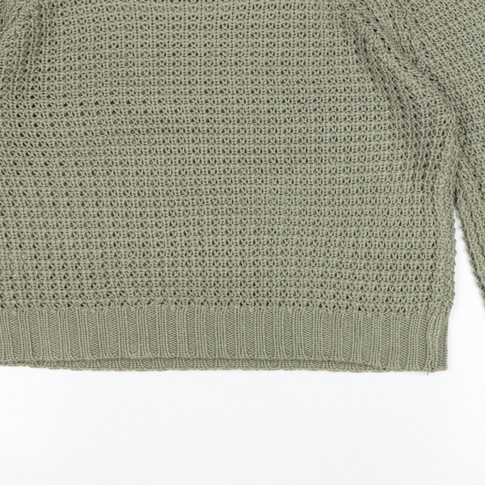 PEP & CO Womens Green Boat Neck Acrylic Pullover Jumper Size 12
