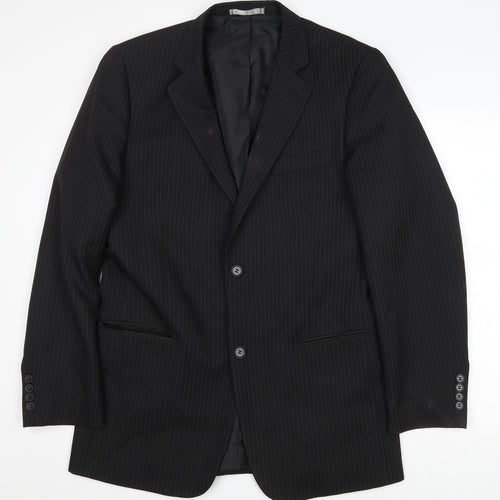 Taylor & Wright Mens Black Striped Polyester Jacket Blazer Size 40