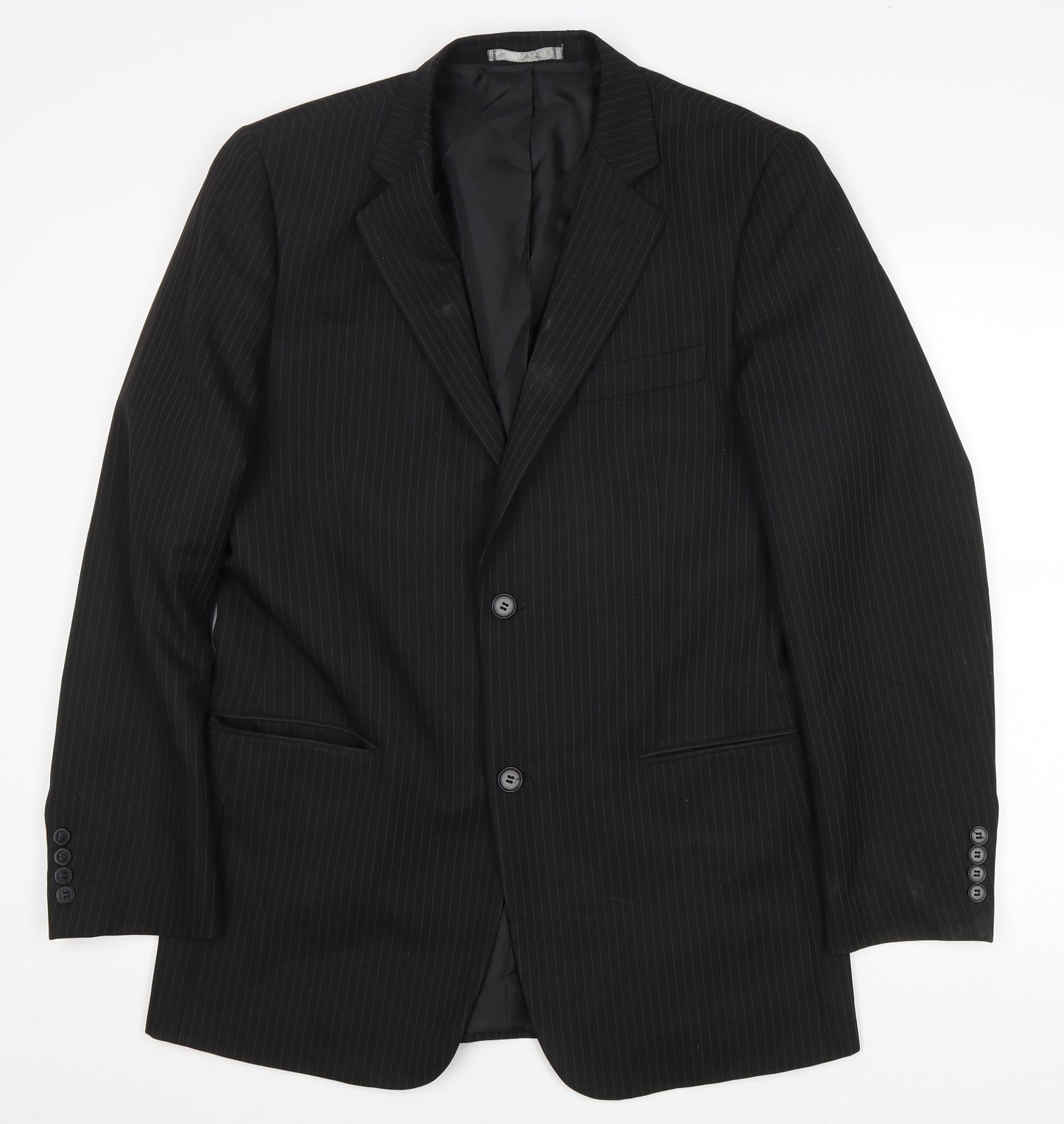 Taylor & Wright Mens Black Striped Polyester Jacket Blazer Size 40