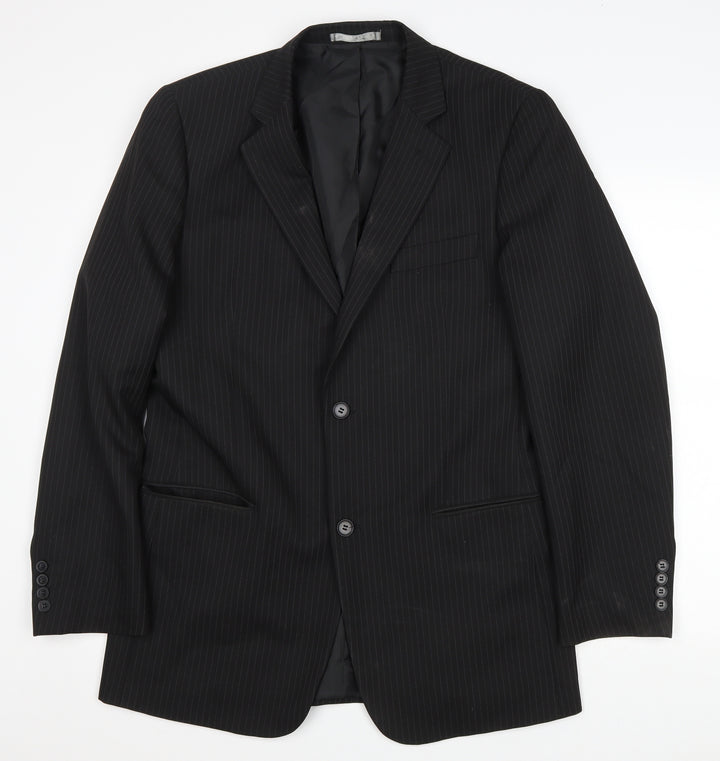 Taylor & Wright Mens Black Striped Polyester Jacket Blazer Size 40