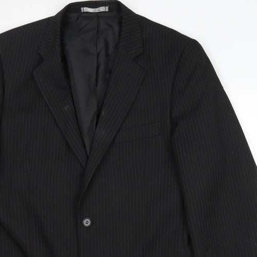Taylor & Wright Mens Black Striped Polyester Jacket Blazer Size 40