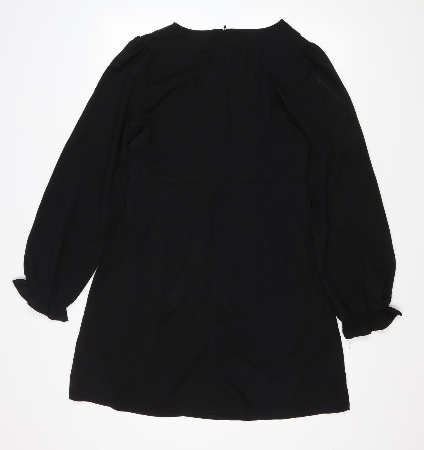 SheIn Womens Black Polyester A-Line Size L V-Neck Zip