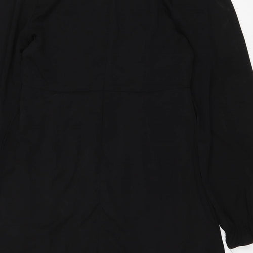 SheIn Womens Black Polyester A-Line Size L V-Neck Zip