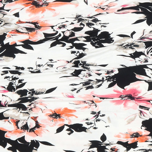 Matalan Womens White Floral Viscose Capri Trousers Size M L38 in Regular Drawstring