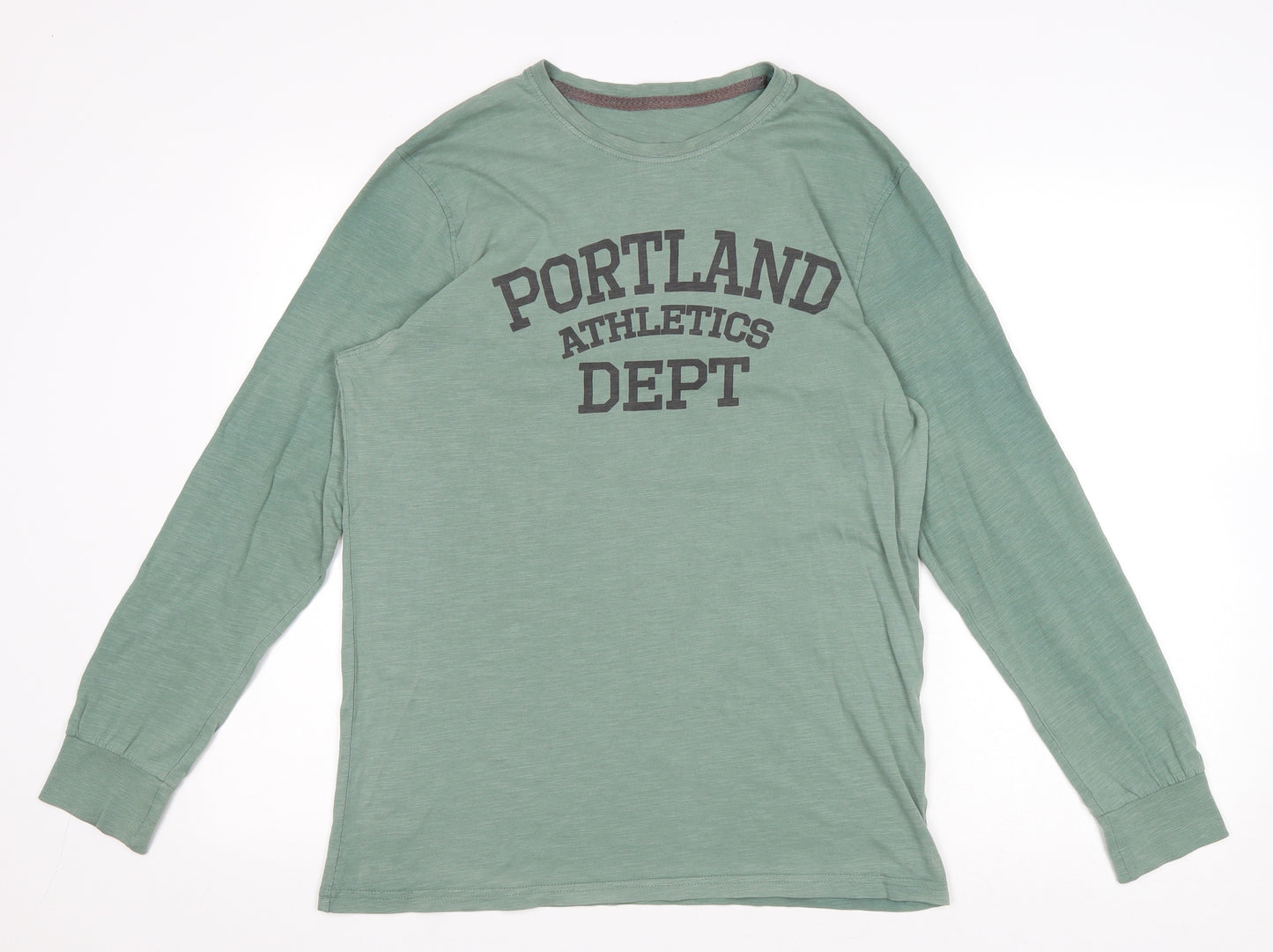 F&F Mens Green Cotton T-Shirt Size M Round Neck - Portland Athletics