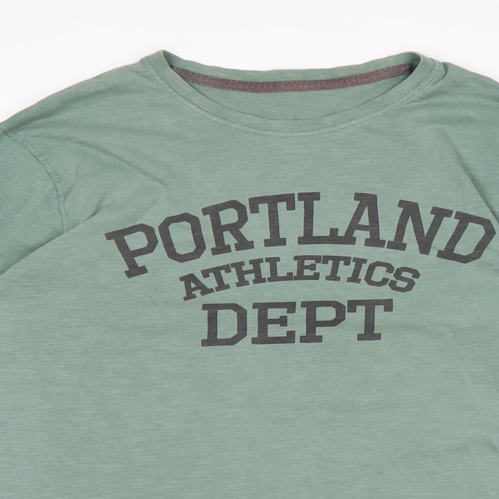 F&F Mens Green Cotton T-Shirt Size M Round Neck - Portland Athletics
