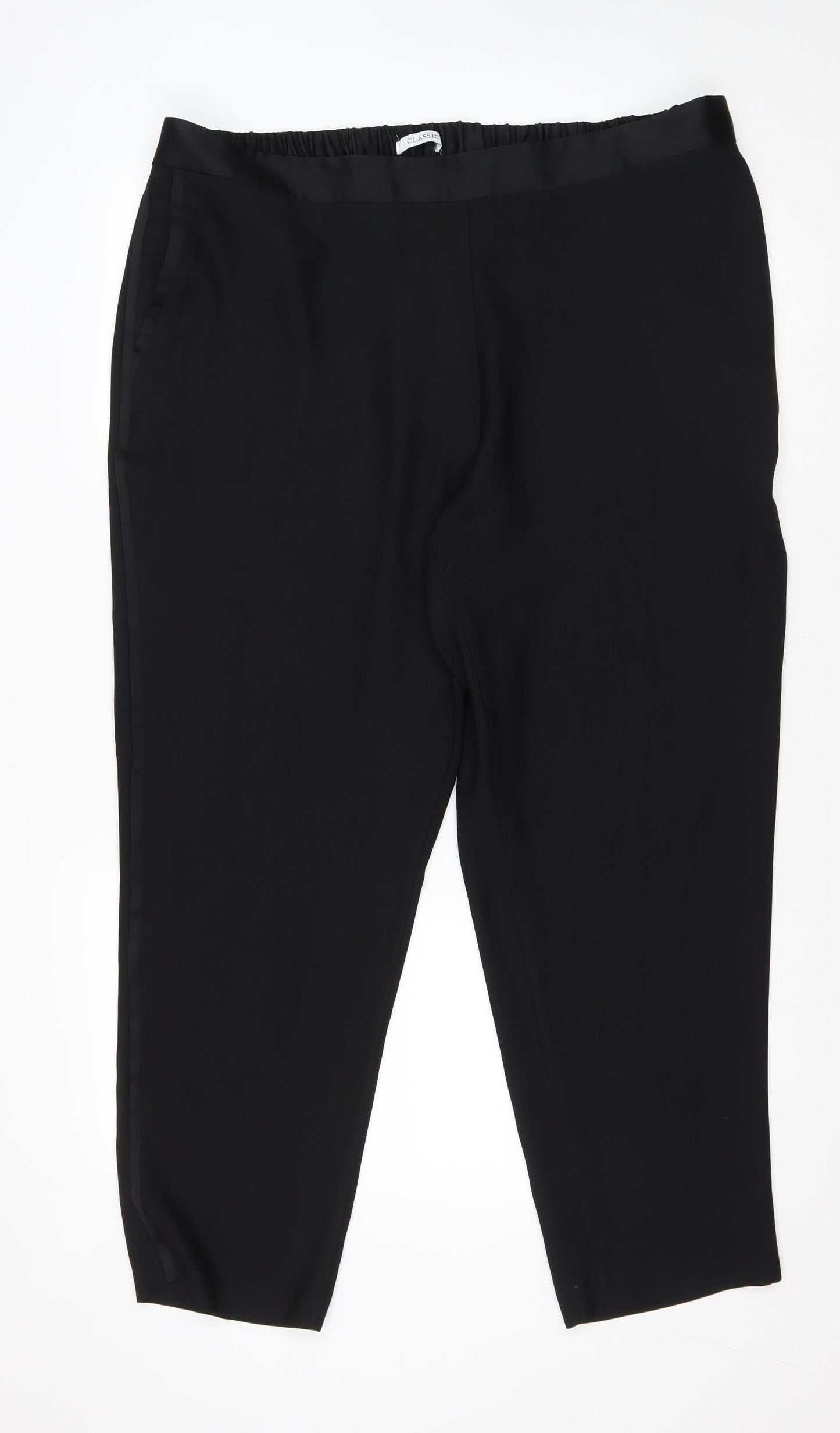 Marks and Spencer Womens Black Polyester Trousers Size 20 L27 in Regular Zip