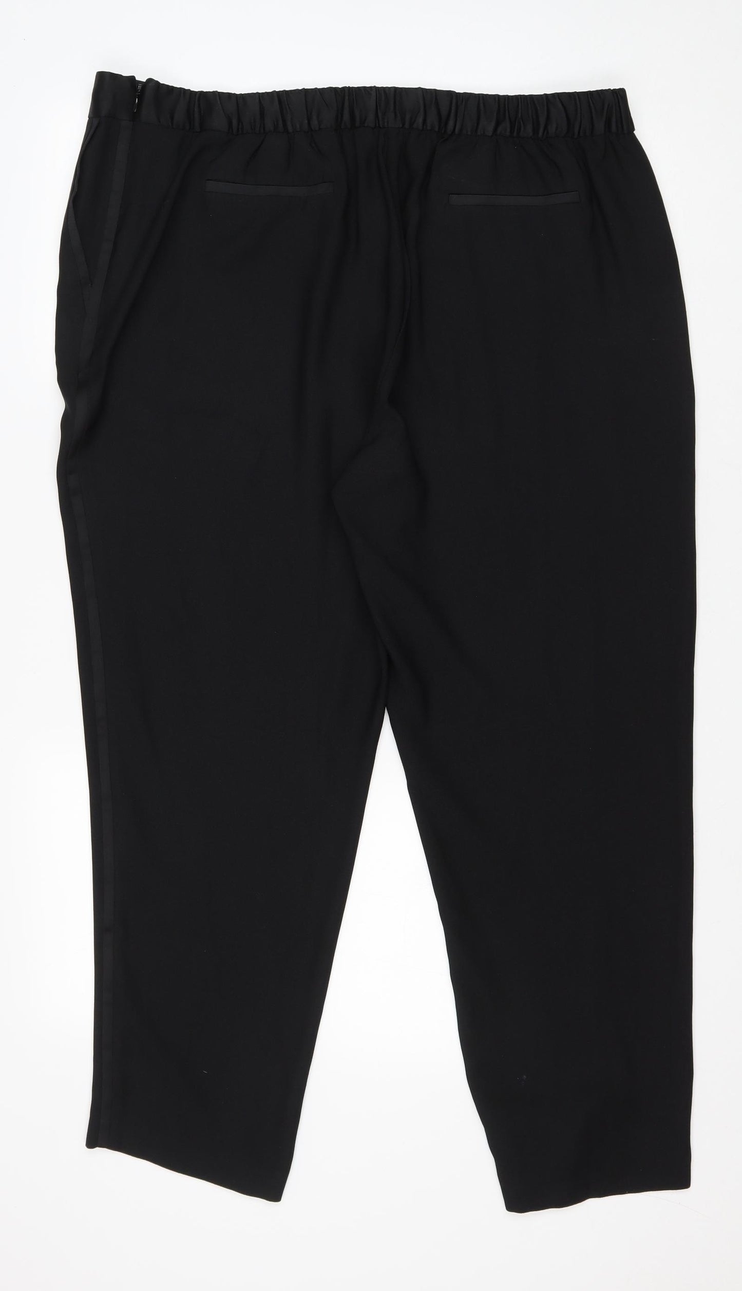Marks and Spencer Womens Black Polyester Trousers Size 20 L27 in Regular Zip