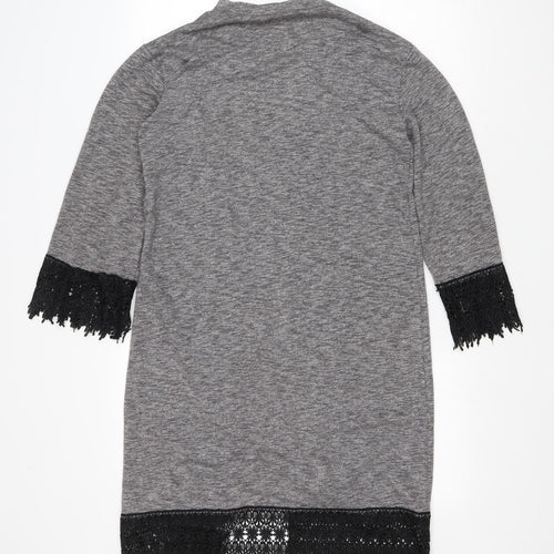 hearts and bows Womens Grey V-Neck Polyester Cardigan Jumper Size 10 - Lace Trim