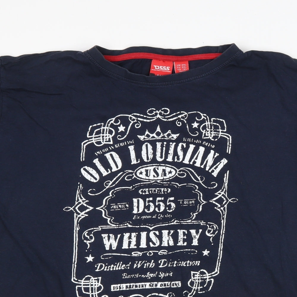 D555 Mens Blue Cotton T-Shirt Size XL Round Neck - Old Louisiana
