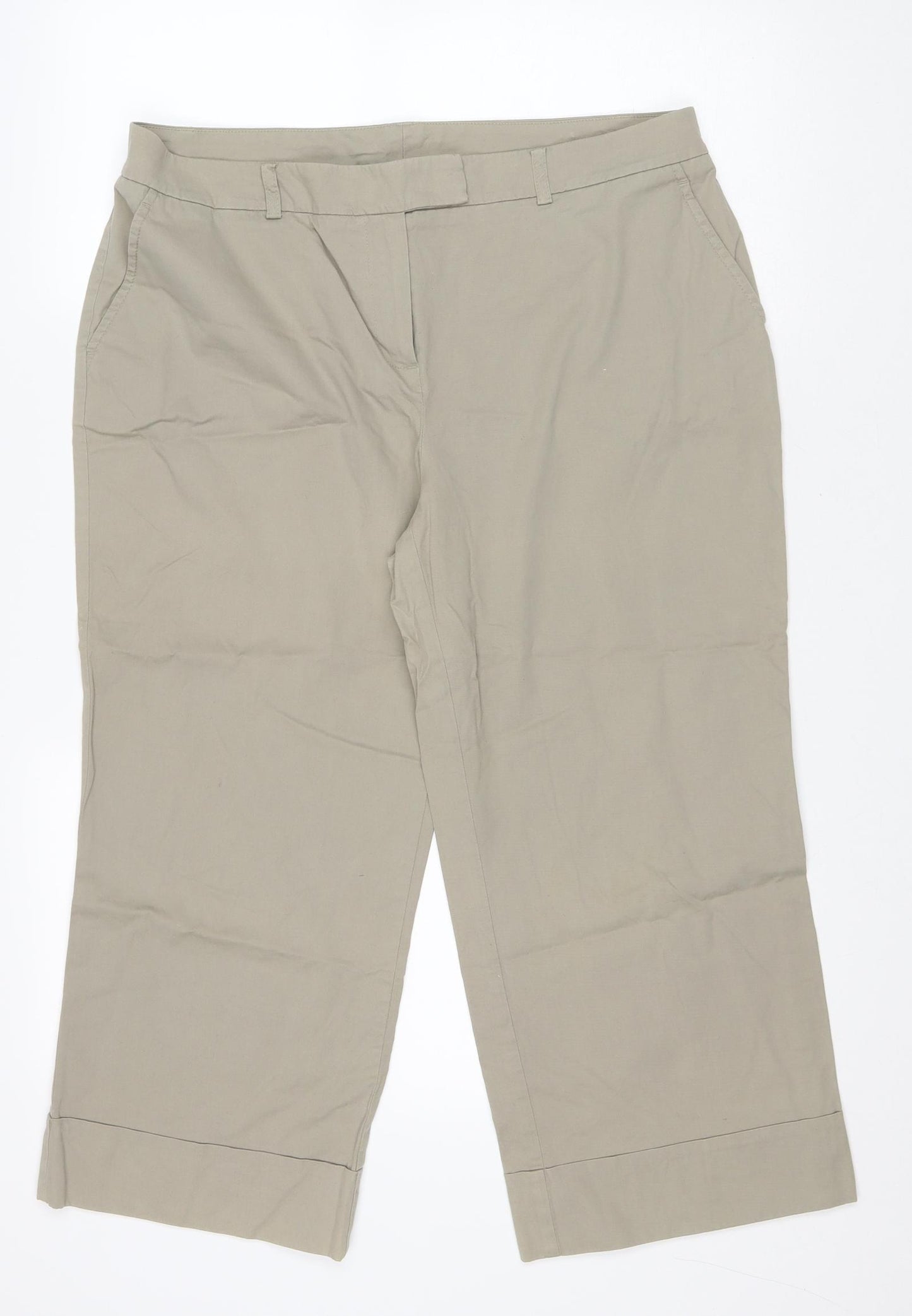 NEXT Womens Green Cotton Cut-Off Shorts Size 18 L20 in Regular Zip