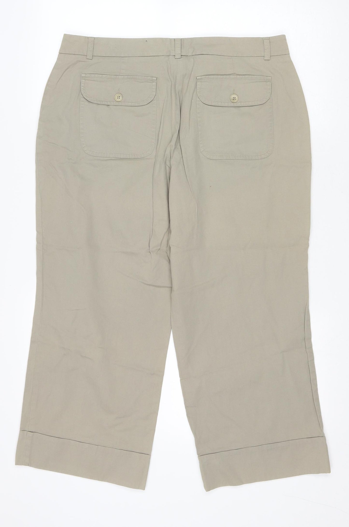 NEXT Womens Green Cotton Cut-Off Shorts Size 18 L20 in Regular Zip