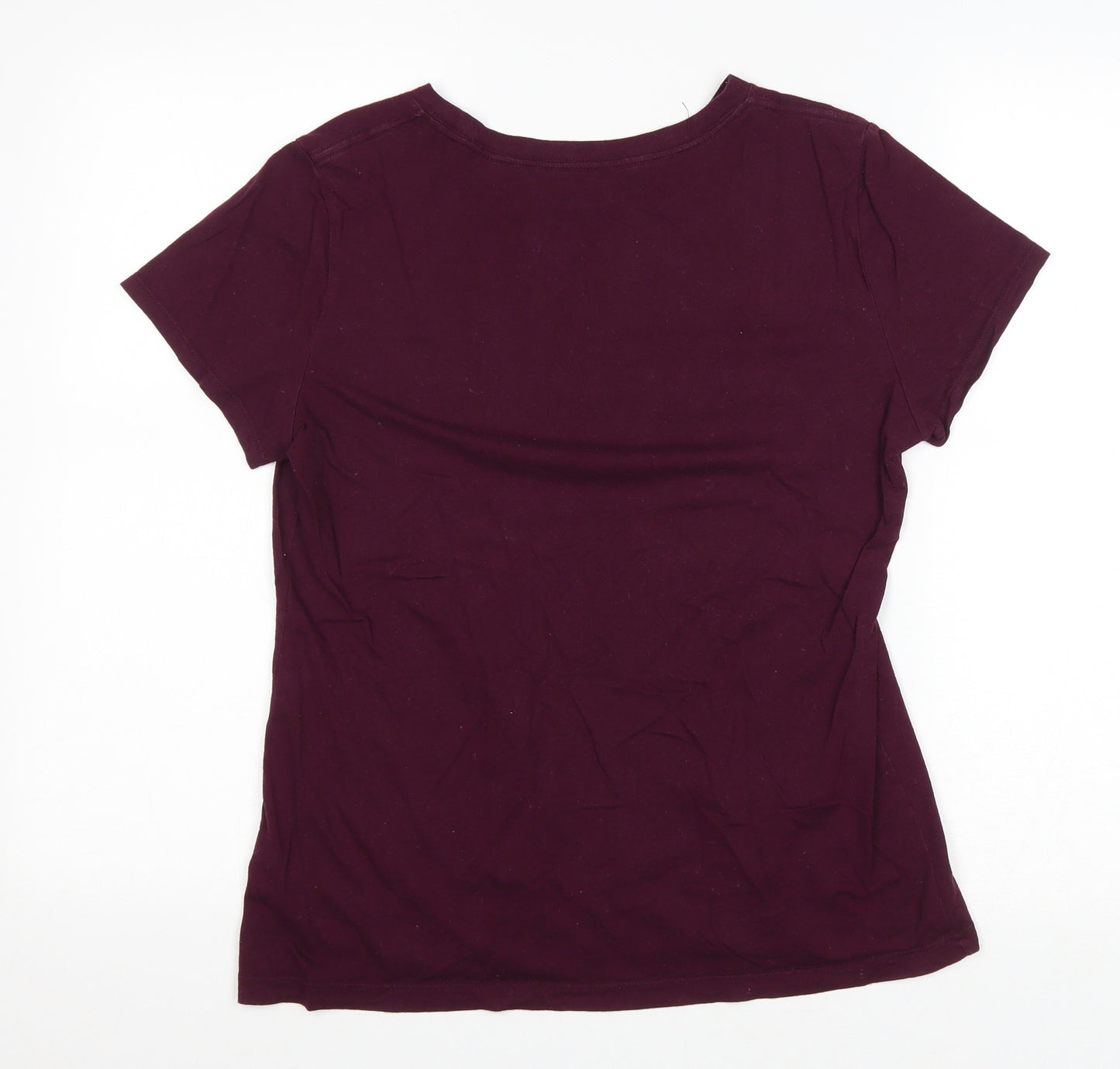 Gap Womens Purple Cotton Basic T-Shirt Size M Round Neck
