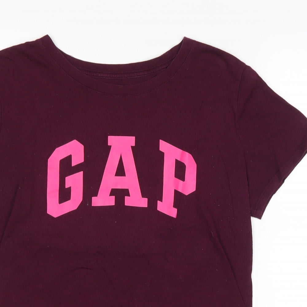 Gap Womens Purple Cotton Basic T-Shirt Size M Round Neck