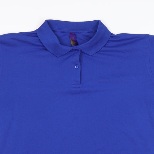 Henbury Womens Blue Polyester Basic Polo Size XL Collared