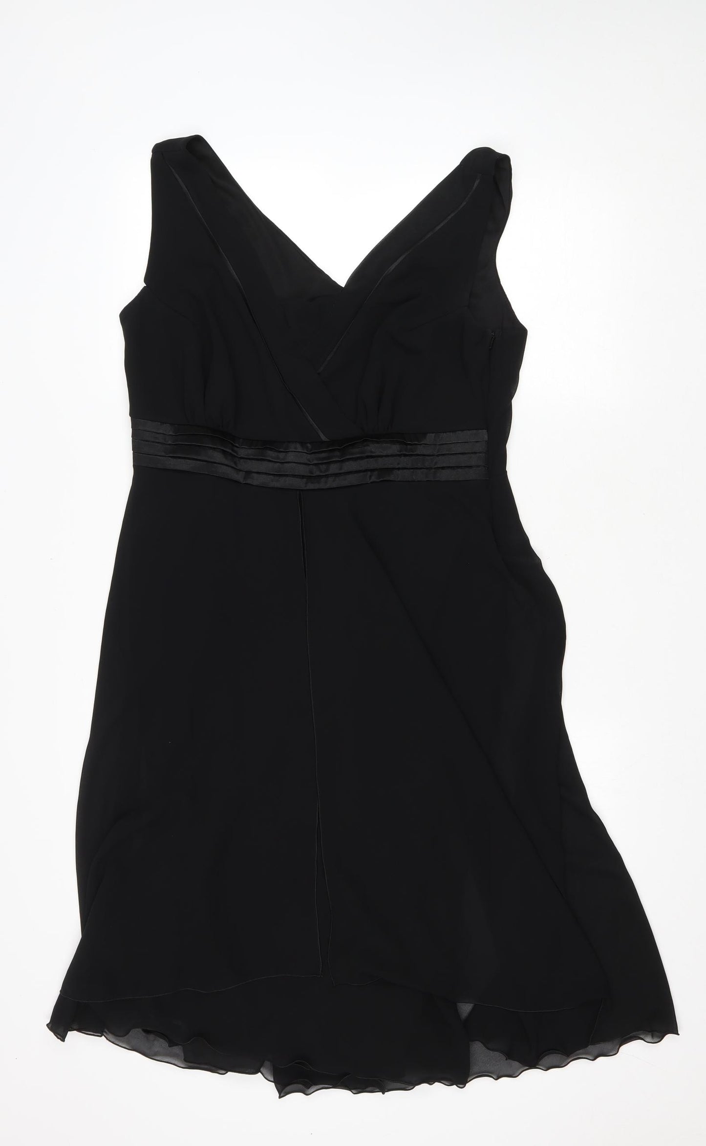 Debenhams Womens Black Polyester Fit & Flare Size 16 V-Neck Zip