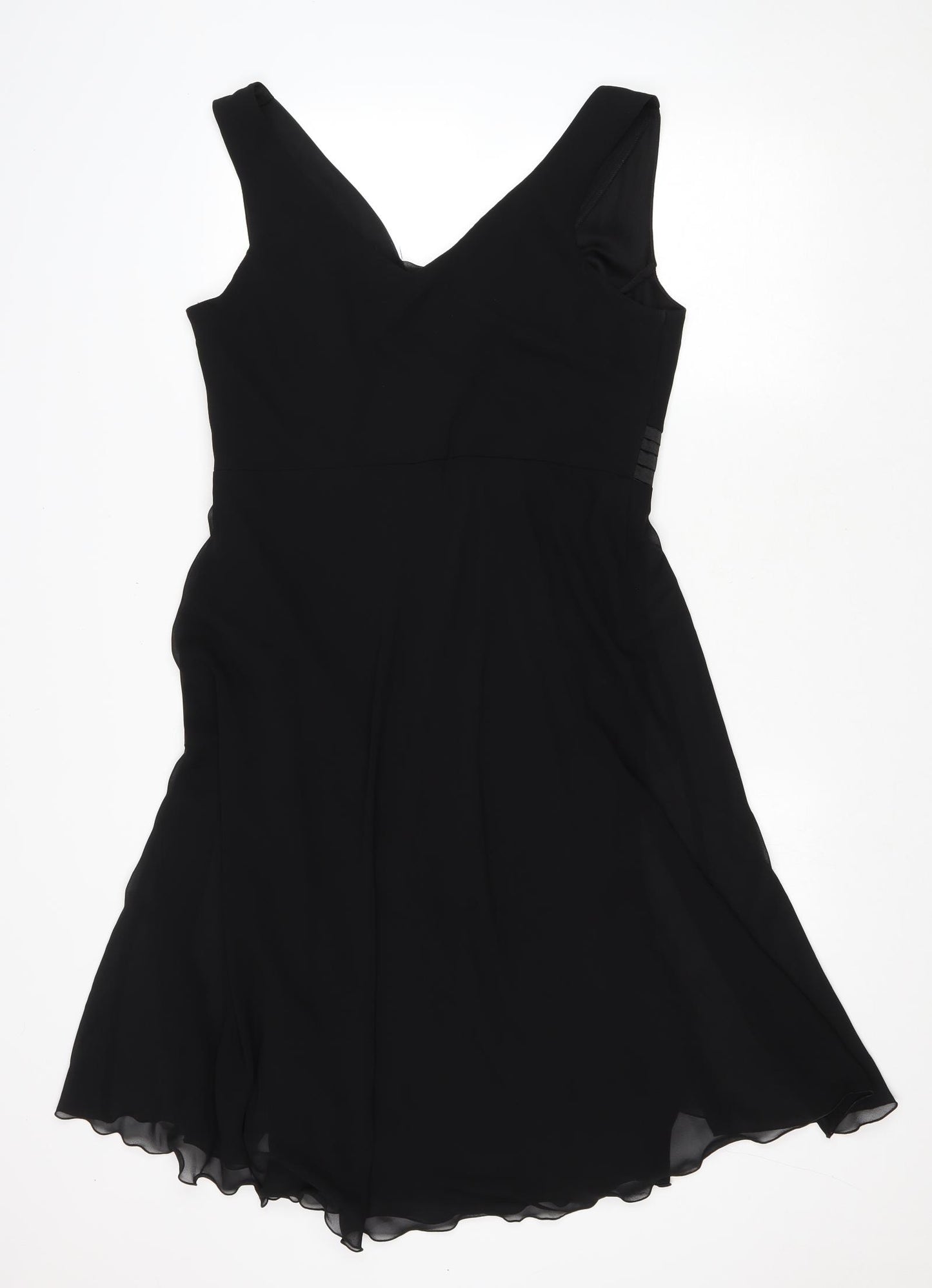Debenhams Womens Black Polyester Fit & Flare Size 16 V-Neck Zip