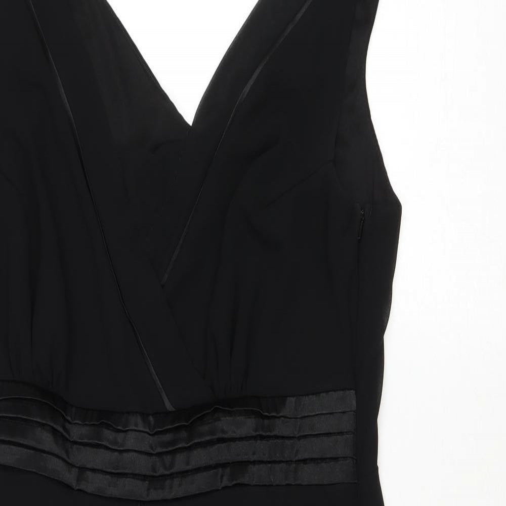 Debenhams Womens Black Polyester Fit & Flare Size 16 V-Neck Zip