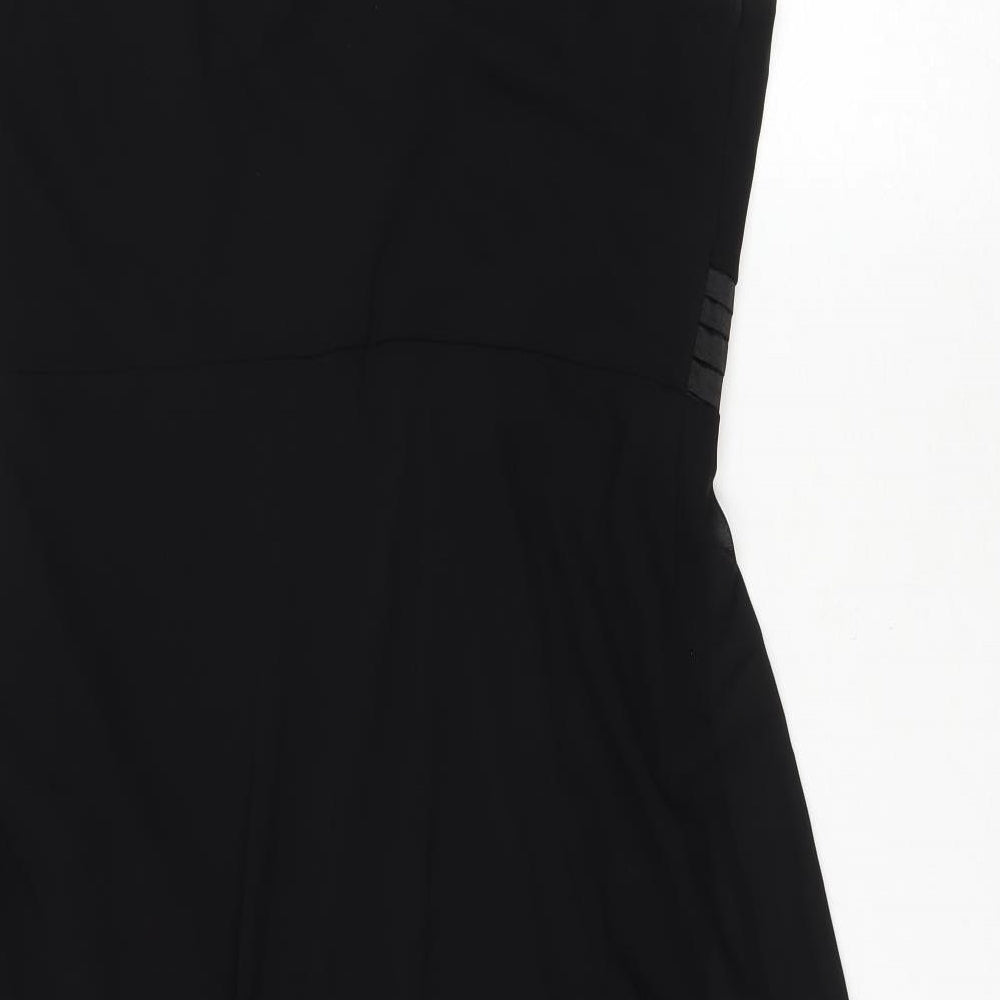 Debenhams Womens Black Polyester Fit & Flare Size 16 V-Neck Zip