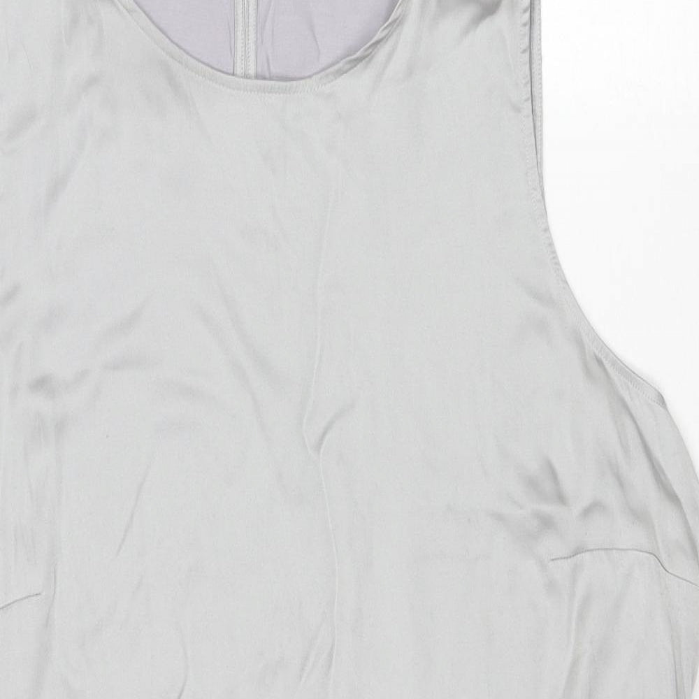 NEXT Womens Grey Polyester Basic T-Shirt Size 18 Scoop Neck - Knot Detail