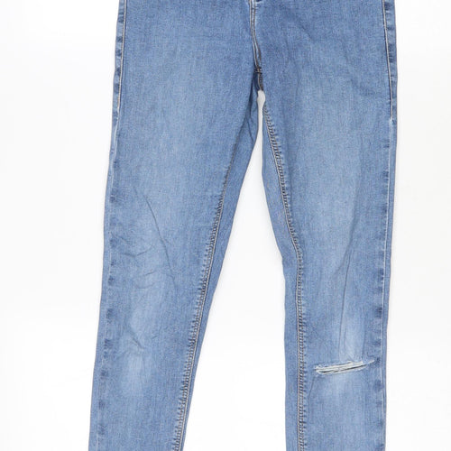 Topshop Womens Blue Cotton Skinny Jeans Size 28 in L27 in Regular Zip