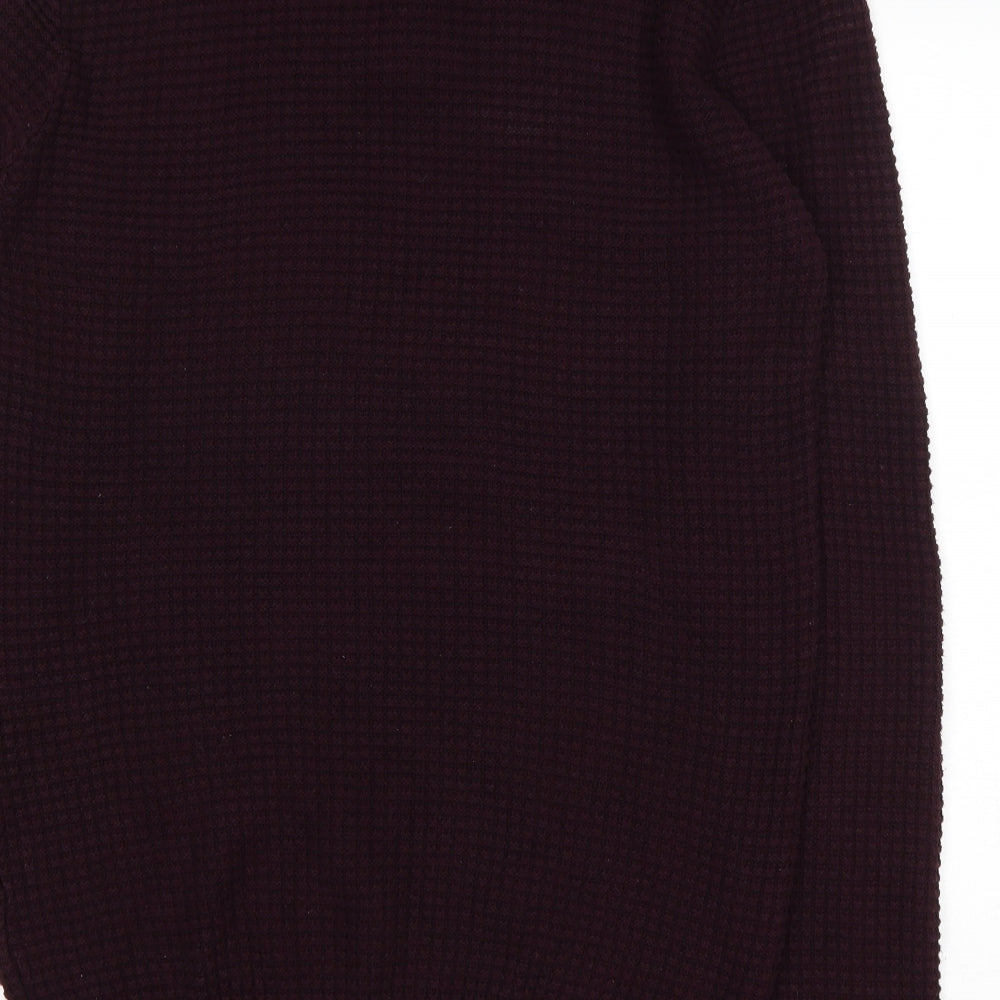 Brave Soul Mens Purple Round Neck Cotton Pullover Jumper Size L