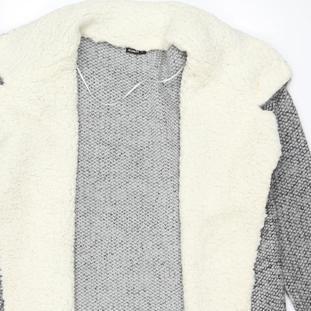 Roman Womens Grey Collared Acrylic Cardigan Jumper Size 12