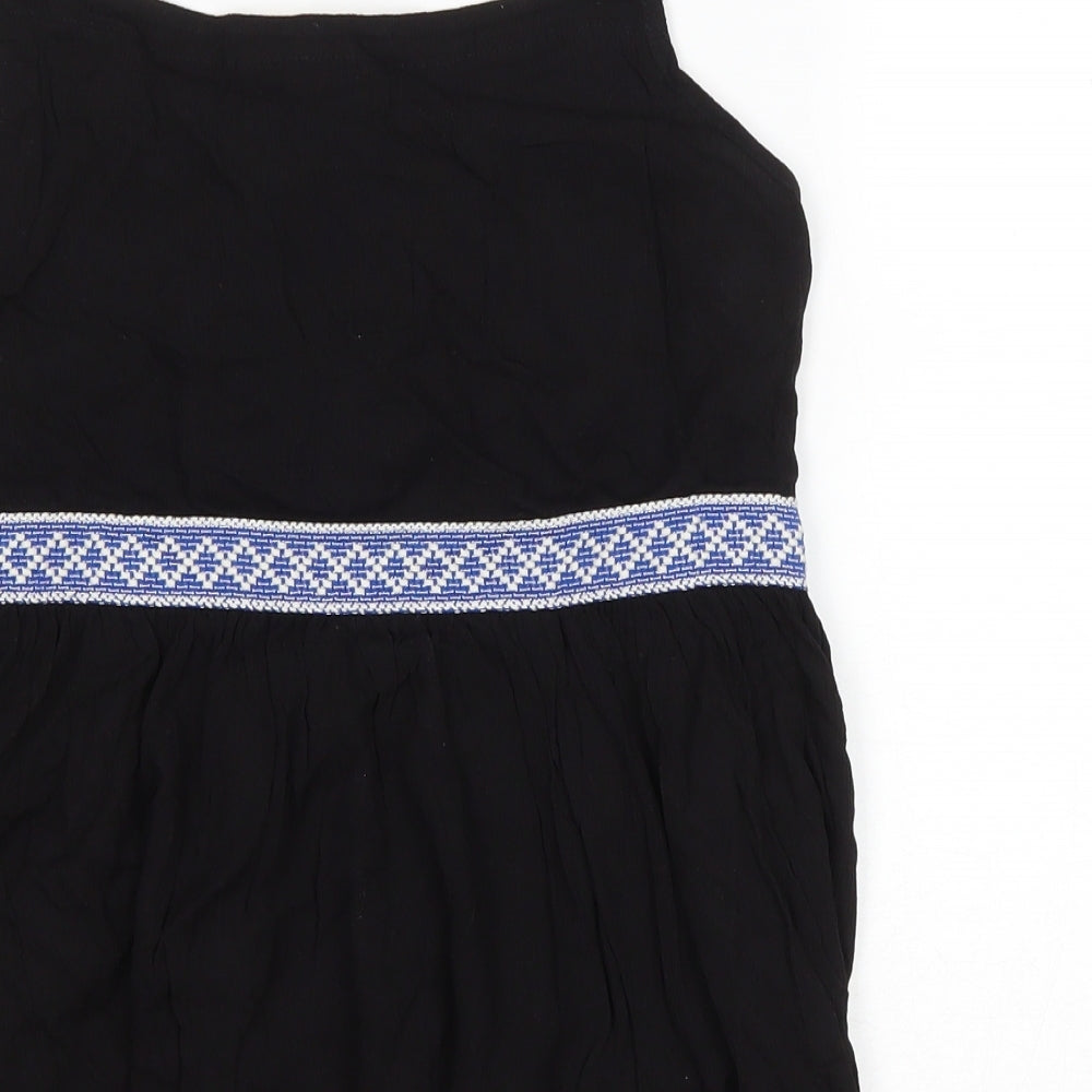 Love & Other Things Womens Black Cotton Basic Tank Size S Square Neck