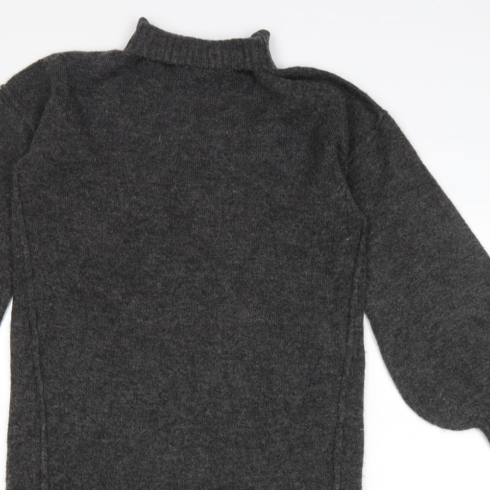 River Island Womens Grey Acrylic Jumper Dress Size S Roll Neck Pullover