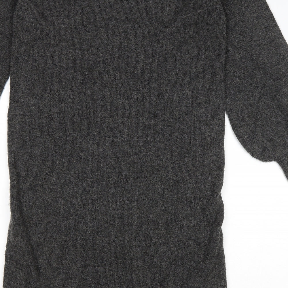 River Island Womens Grey Acrylic Jumper Dress Size S Roll Neck Pullover