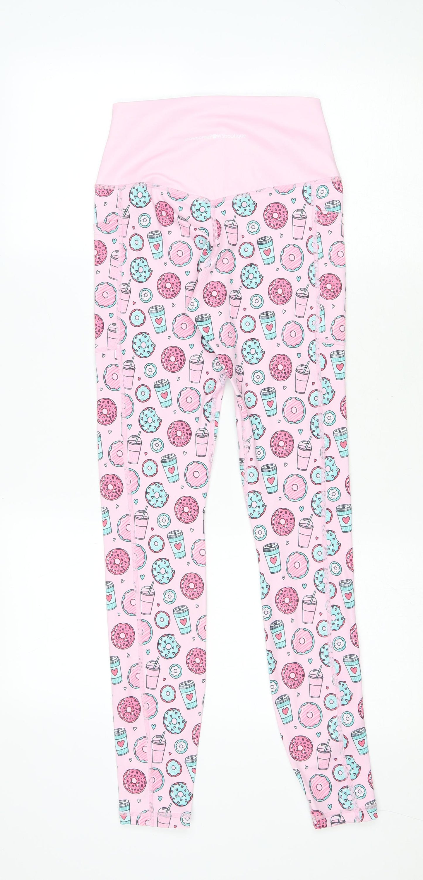 Bawsboutique Womens Pink Geometric Polyester Jogger Leggings Size S L28 in - Doughnuts