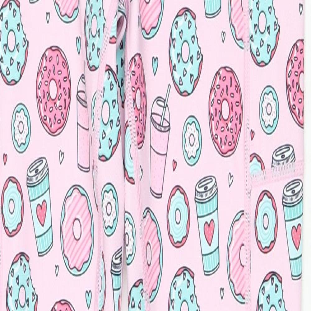 Bawsboutique Womens Pink Geometric Polyester Jogger Leggings Size S L28 in - Doughnuts