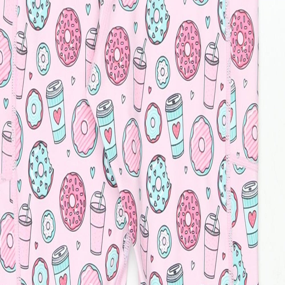 Bawsboutique Womens Pink Geometric Polyester Jogger Leggings Size S L28 in - Doughnuts