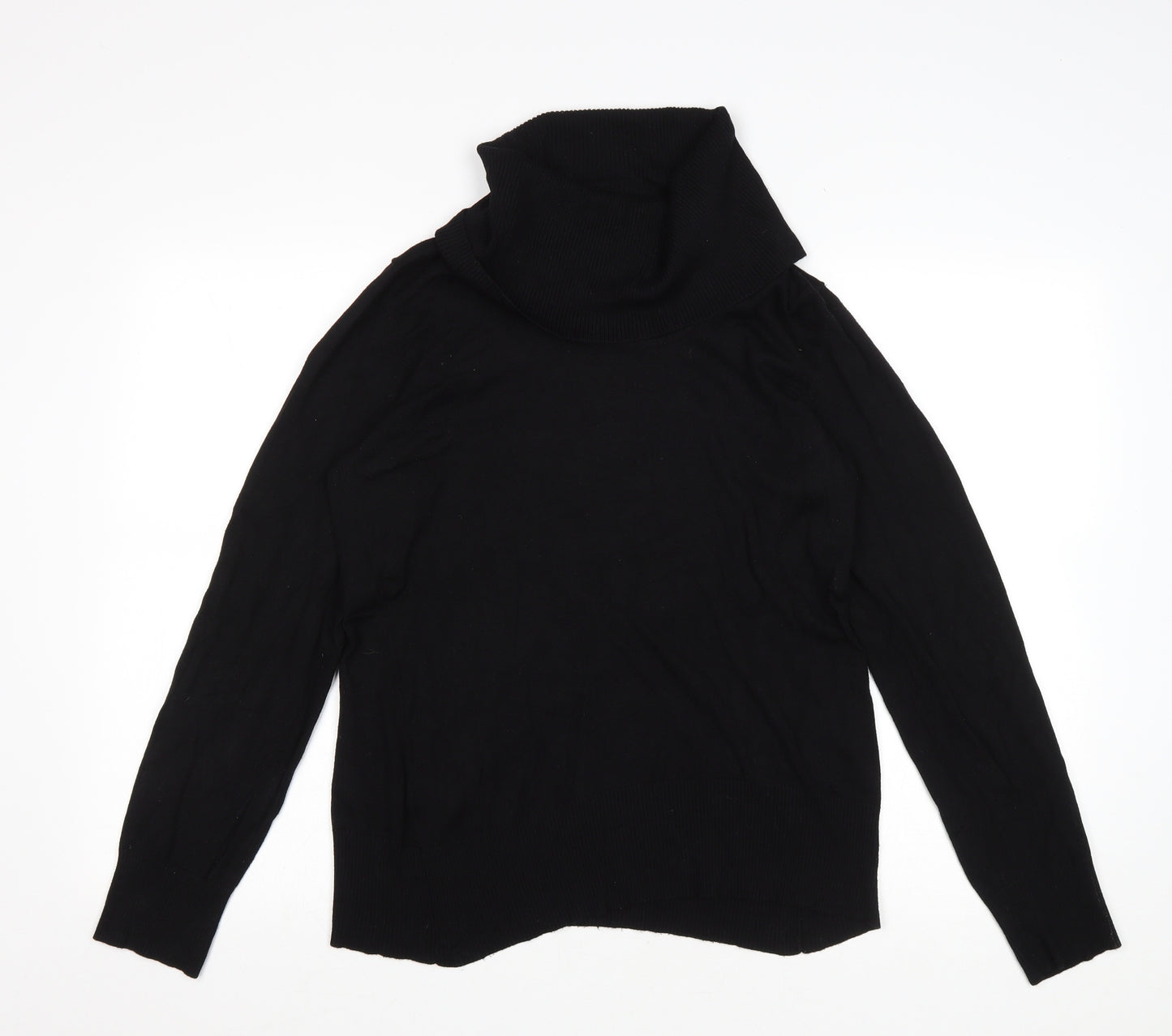 BHS Womens Black Roll Neck Viscose Pullover Jumper Size 16