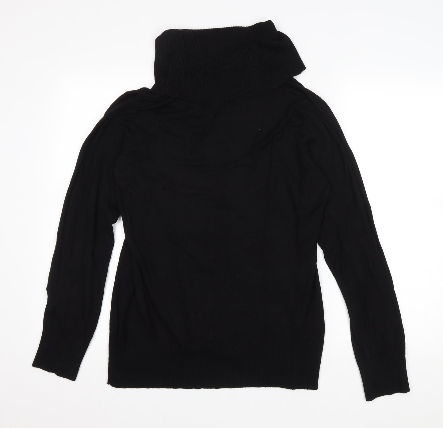 BHS Womens Black Roll Neck Viscose Pullover Jumper Size 16