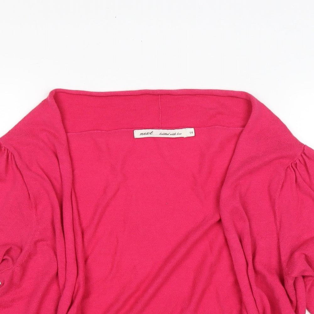 NEXT Womens Pink V-Neck Cotton Cardigan Jumper Size 14