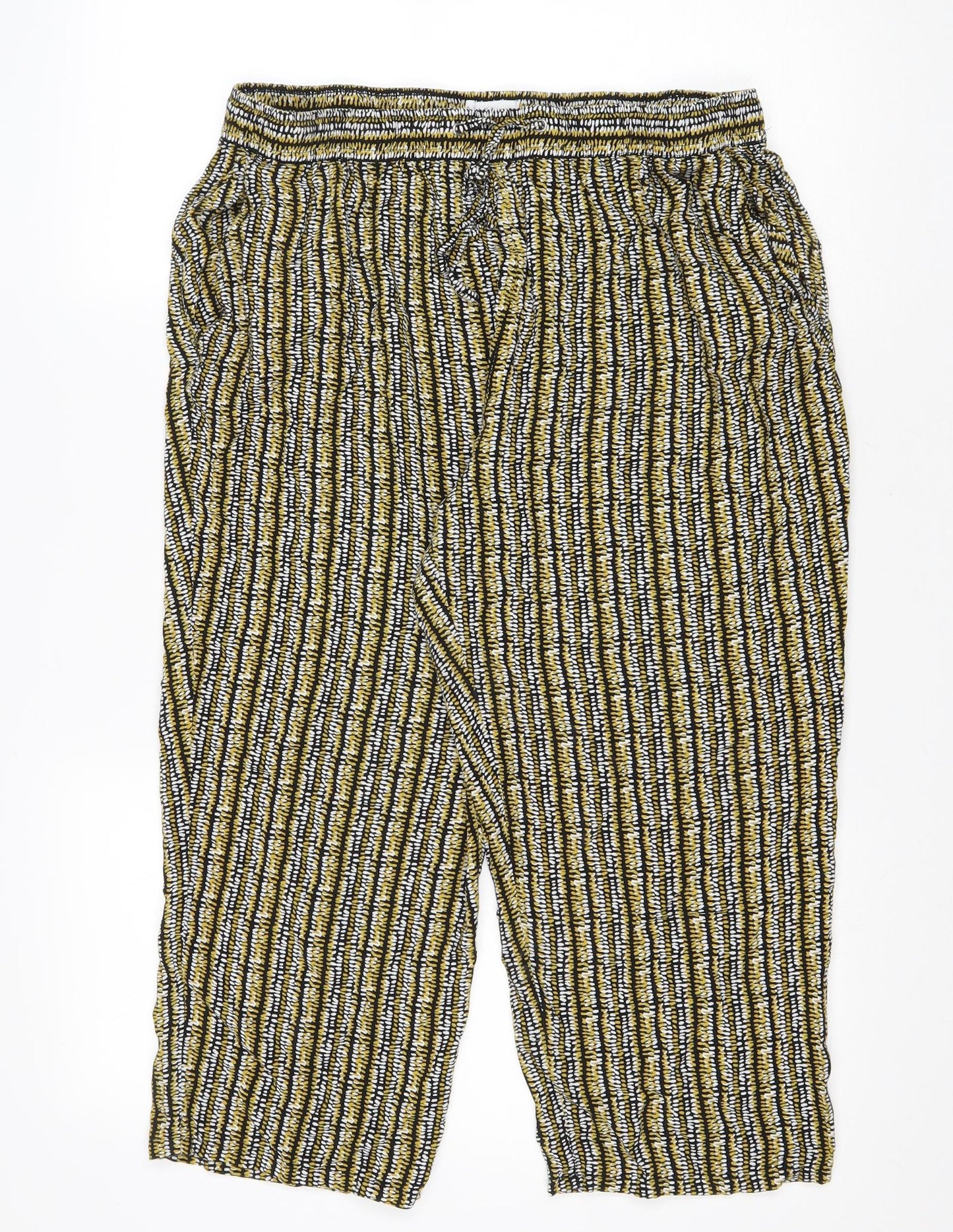 Matal Womens Yellow Geometric Viscose Culotte Shorts Size 16 L20 in Regular Drawstring