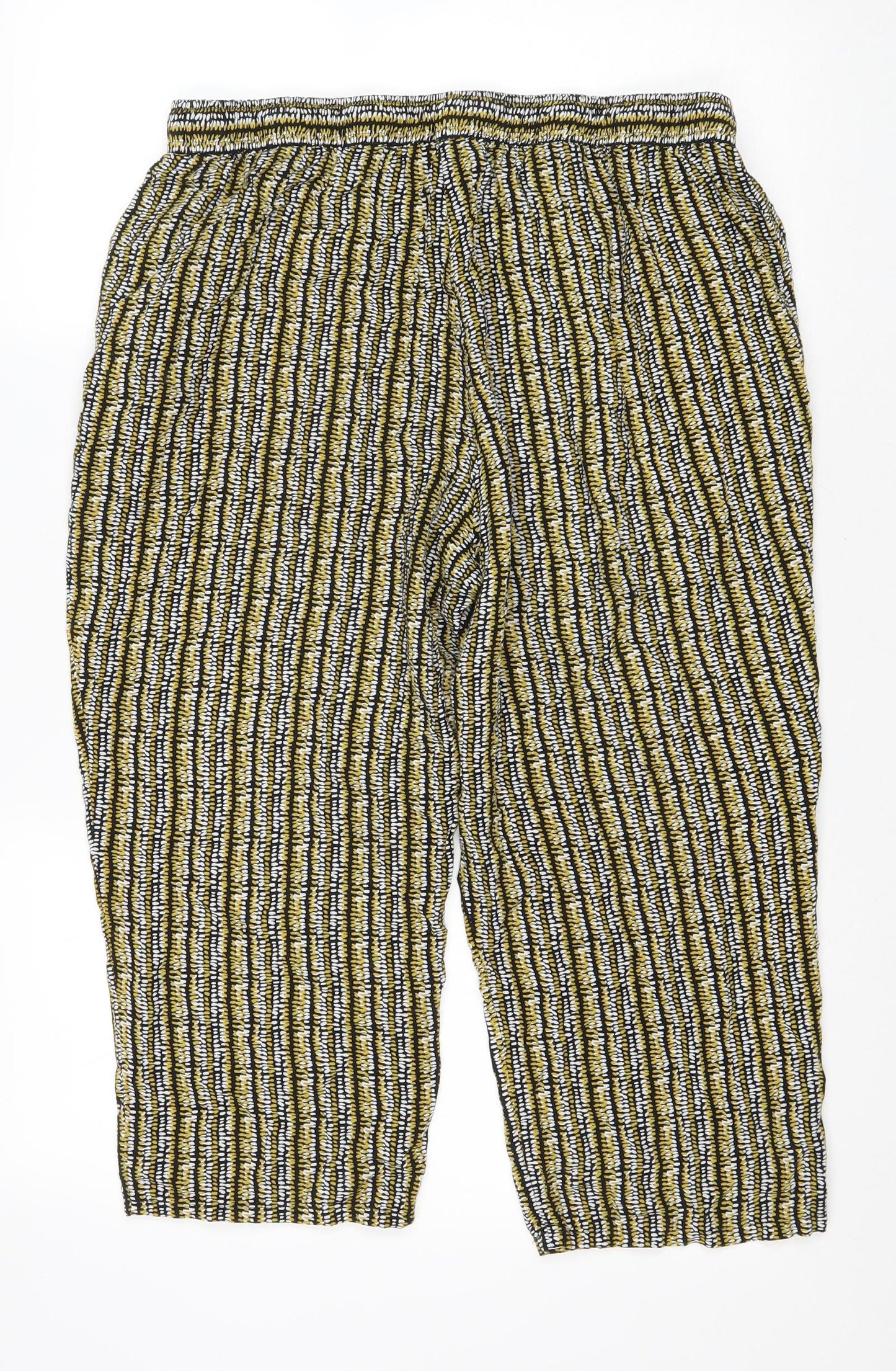 Matal Womens Yellow Geometric Viscose Culotte Shorts Size 16 L20 in Regular Drawstring